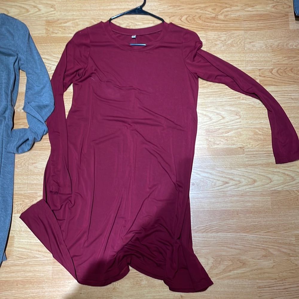 Mid long sleeve dresses - green, grey, red